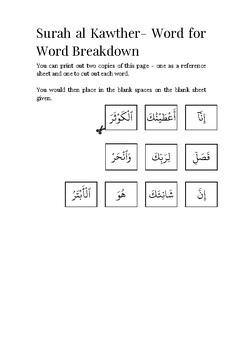 Preview of Surah al Kawther word for word