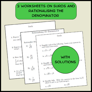 Surds Worksheets Teaching Resources Teachers Pay Teachers