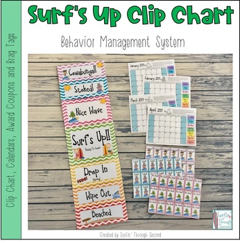 Preview of Surf Themed Behavior Clip Chart