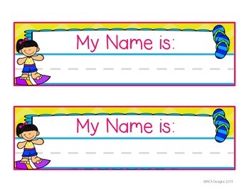 Surf's Up Editable Name Plates by MCA Designs | TPT