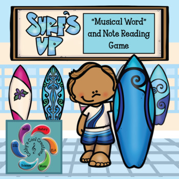 Preview of Interactive Music Game (Note Reading) Surf's Up! Google Slides distance learning