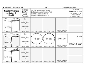 Preview of Surface Area 05: Cylinders + How Change in Radius & Height Affects S.A. + QUIZ