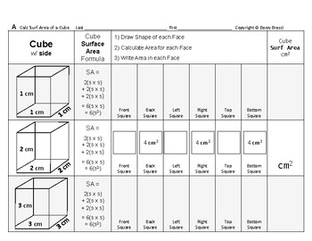 Preview of Surface Area 11: Surface Area of Cubes + How Change in Side Affects S.A. + QUIZ