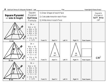 Preview of Surface Area 15: Surface Area Square Pyramids + How Change Affects SA + QUIZ