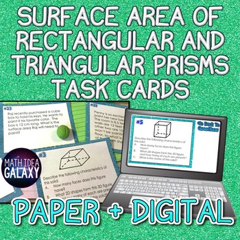 Preview of Surface Area Task Cards- Printable & Digital Resource