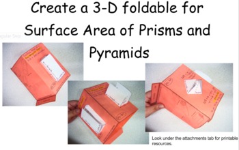 Preview of Surface Area 3-D Foldable for Prisms and Pyramids