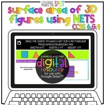 Preview of Surface Area 3D Figures w/ Nets use Google Classroom™ 6.G.4 DIGITAL