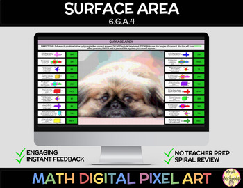 Preview of Surface Area 6.G.A.4 Math Self-Checking Pixel Art
