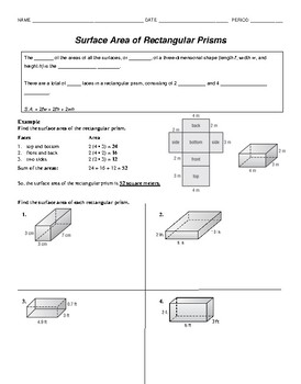 Preview of Surface Area Guided Notes:  Rectangular & Triangular Prisms