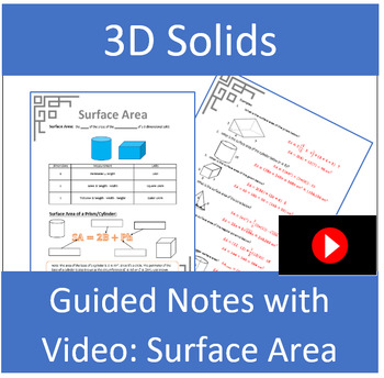 Preview of Surface Area Guided Notes with Video