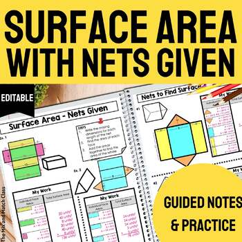 Preview of Surface Area Notes with Nets Given & Practice DIFFERENTIATED | EDITABLE