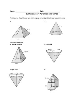 Preview of Surface Area – Pyramids and Cones