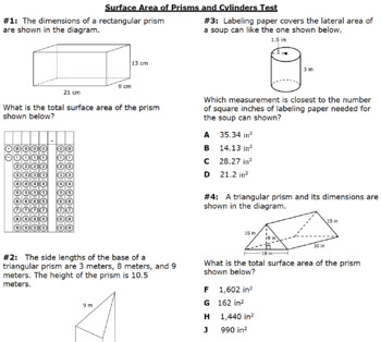 Surface Area Test and Test Review by Catnip's Word Walls | TPT