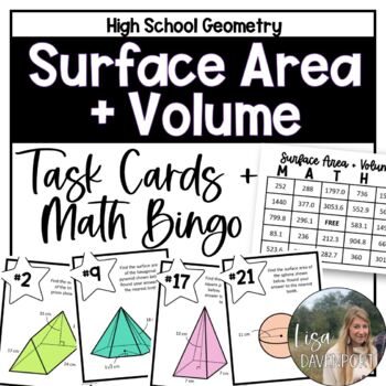 Preview of Surface Area and Volume Task Cards and Math Bingo for High School Geometry