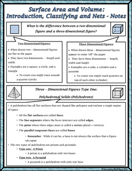 Surface Area Volume Unit 11 Introduction To 3 D Figures Naming Nets