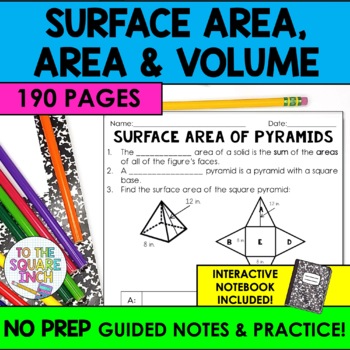 Preview of Area, Volume and Surface Area Interactive Notebook - Geometry Guided Notes