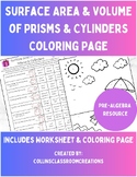 Surface Area & Volume of Prisms & Cylinders Coloring Activity