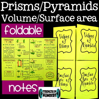 Preview of Surface Area & Volume of Pyramids & Prisms Foldable Notes Interactive Notebook