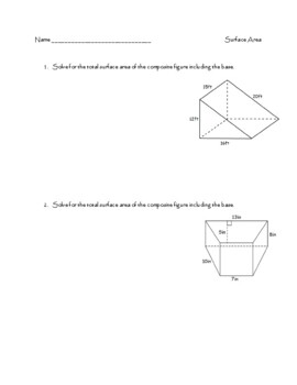 Preview of Surface Area Worksheet: Level Medium