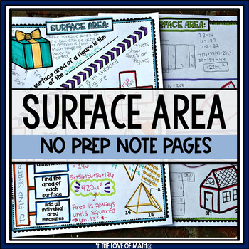 Preview of Surface Area and Nets No Prep Note Pages