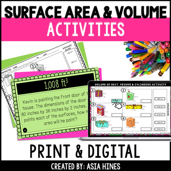 Preview of Surface Area and Volume of Rectangular Prisms and Cylinders Activities