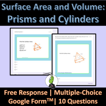 Preview of Surface Area and Volume | Cylinder | Prisms | Google Forms