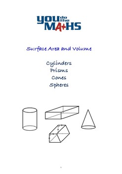 Preview of Surface Area and Volume - Cylinders, Prisms, Cones and Spheres