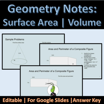 Preview of Surface Area and Volume Digital Notes | Google Slides | Pictures and Step