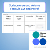 Surface Area and Volume Formula Cut and Paste! Quick Math 