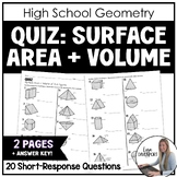 Surface Area and Volume - Geometry Quiz