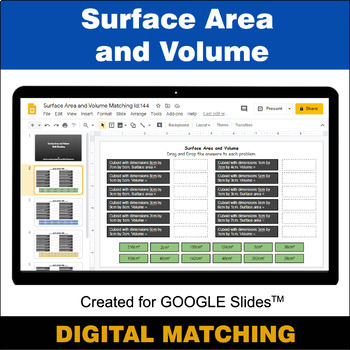 Preview of Surface Area and Volume - Google Slides - Distance Learning - Digital Matching