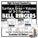 Surface Area and Volume - High School Geometry Bell Ringers