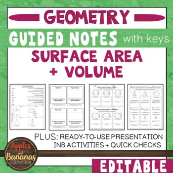 Preview of Surface Area and Volume - Guided Notes, Presentation, and INB Activities