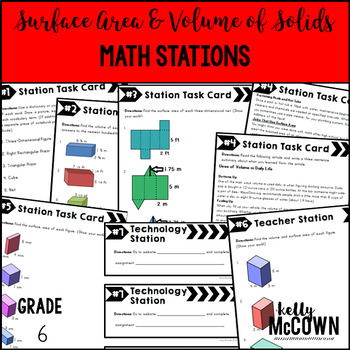 Preview of Surface Area and Volume Math Stations