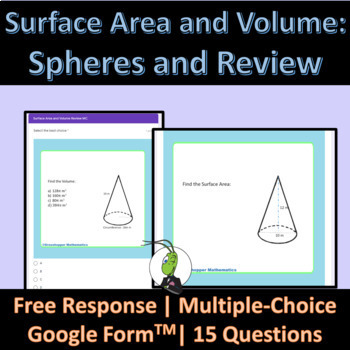 Preview of Surface Area and Volume | Spheres | Prisms | Cylinders | Pyramid | Google Forms