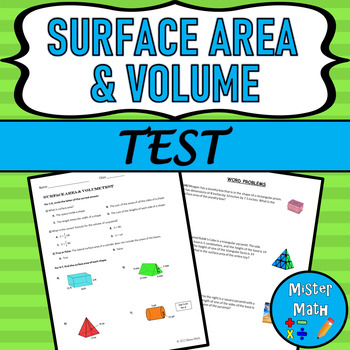 Preview of Surface Area and Volume Test
