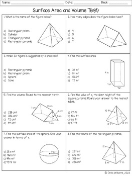 Surface Area and Volume Test & Study Guide (Editable!) by Olivia Rae