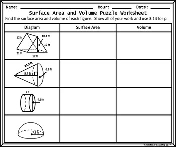surface area and volume of 3 d figures cut paste solve
