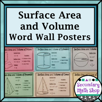 Preview of Surface Area and Volume - 3-D Figures Wall Posters and Graphic Organizer