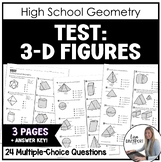 Surface Area and Volume of 3D Figures - Geometry Test