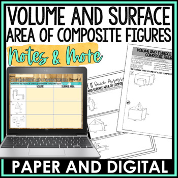 Preview of Surface Area and Volume of Composite Figures Guided Notes Homework Warm Ups
