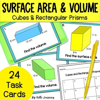 Preview of Surface Area and Volume of Rectangular Prisms Task Cards Activity