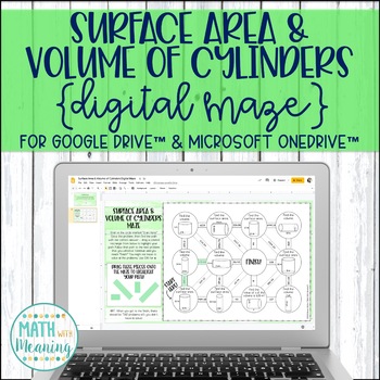 Preview of Surface Area and Volume of Cylinders DIGITAL Maze Activity Distance Learning