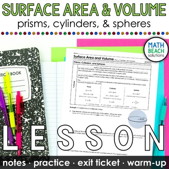 Preview of Surface Area and Volume of Prisms, Cylinders, and Spheres Notes and Practice