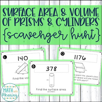 Preview of Surface Area and Volume of Prisms and Cylinders Scavenger Hunt Activity
