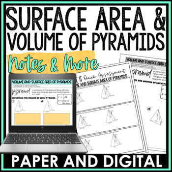 Preview of Surface Area and Volume of Pyramids Guided Notes Homework Warm Ups Exit Tickets