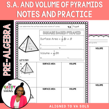 Preview of Surface Area and Volume of Pyramids Notes