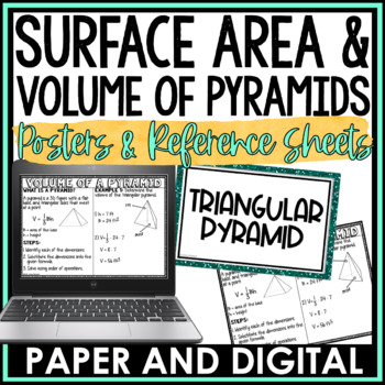 Preview of Surface Area and Volume of Pyramids Posters Reference Sheets Anchor Charts