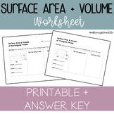 Surface Area and Volume of Prisms Math Worksheet - 7th Gra