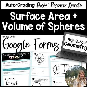 Preview of Surface Area and Volume of Spheres Google Forms Homework